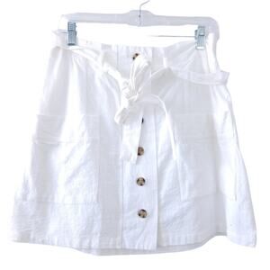 Hesperus White Skirt Button Down Size Large Summer Skirt, Front Tie